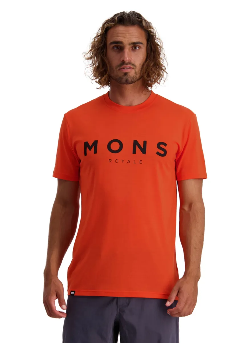 Mons Royale Mens Icon T-Shirt in Orange