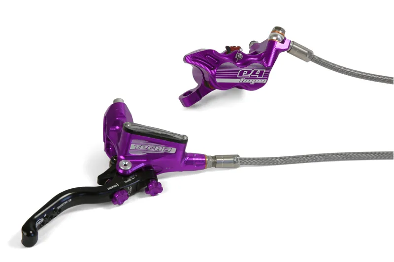 Hope Tech 3 E4 Brake In Purple Braided Hose 