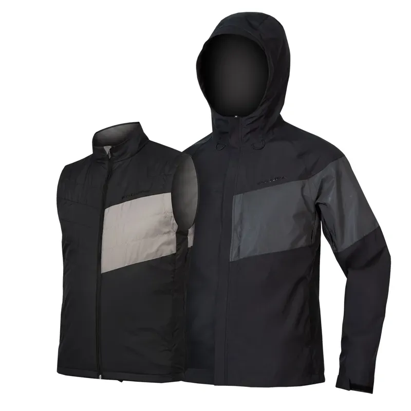 Endura Urban Luminite 3 In 1 Waterproof Cycling Jacket in Black