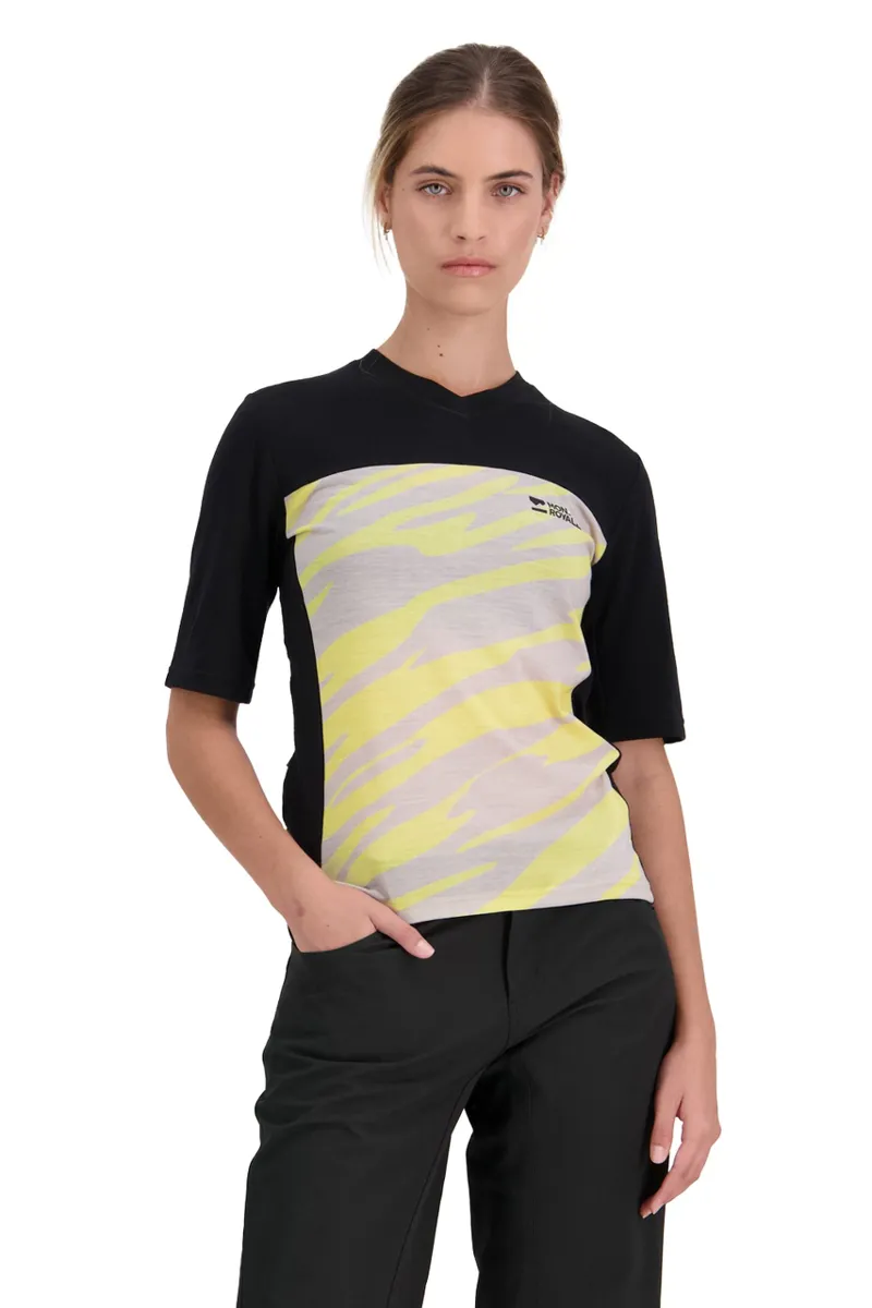Mons Royale Womens Redwood Enduro VT Jersey Limelight Camo Black
