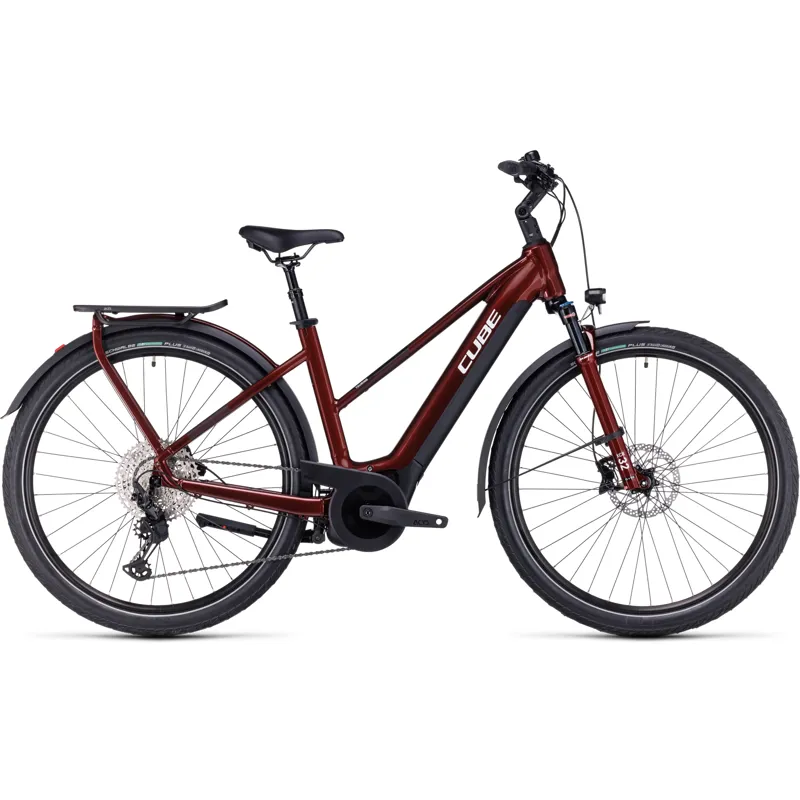 Cube Touring Hybrid EXC 625 Trapeze Electric Bike in Red/White