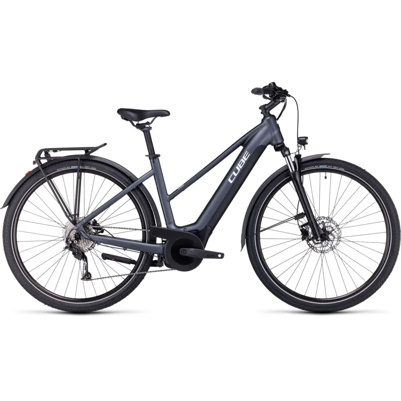 Cube Touring Hybrid One 500 Trapeze Electric Bike in Grey/White