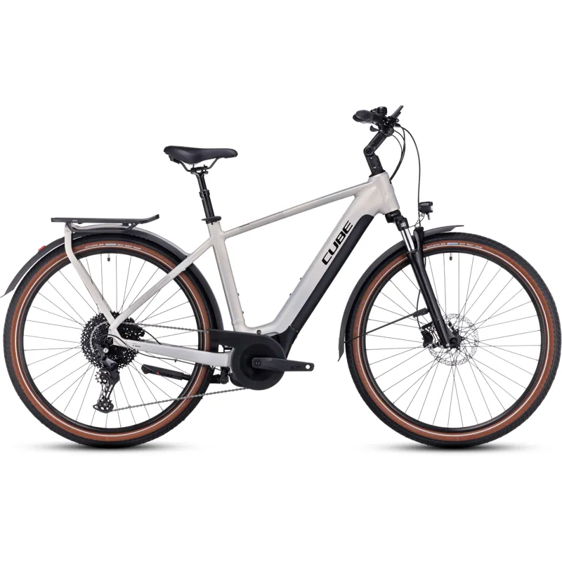 Cube Touring Hybrid Pro 625 Men's Electric Bike in Pearly Silver/Black