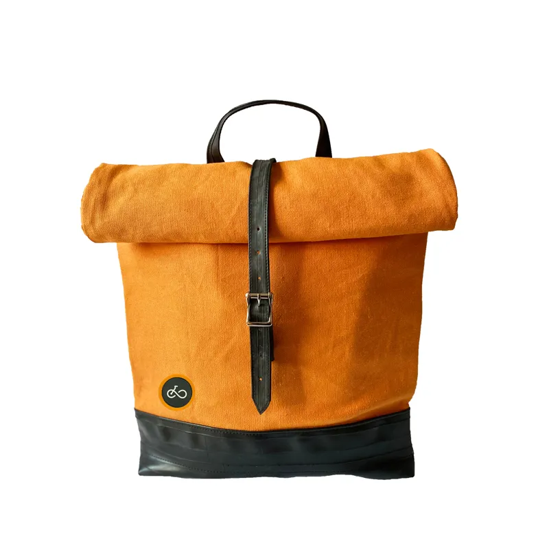 Cycle of Good Recycled Canvas Inner Tube Rucksack in Orange