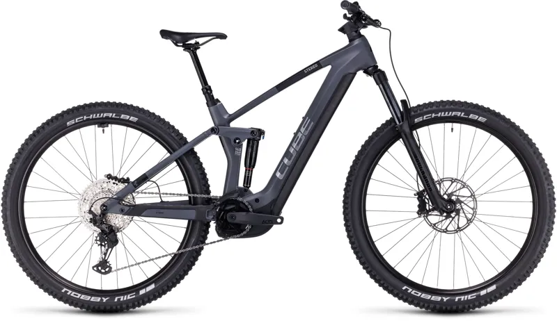 Cube Stereo 140 HPC Race 750 Hybrid Bike in Grey/Chrome