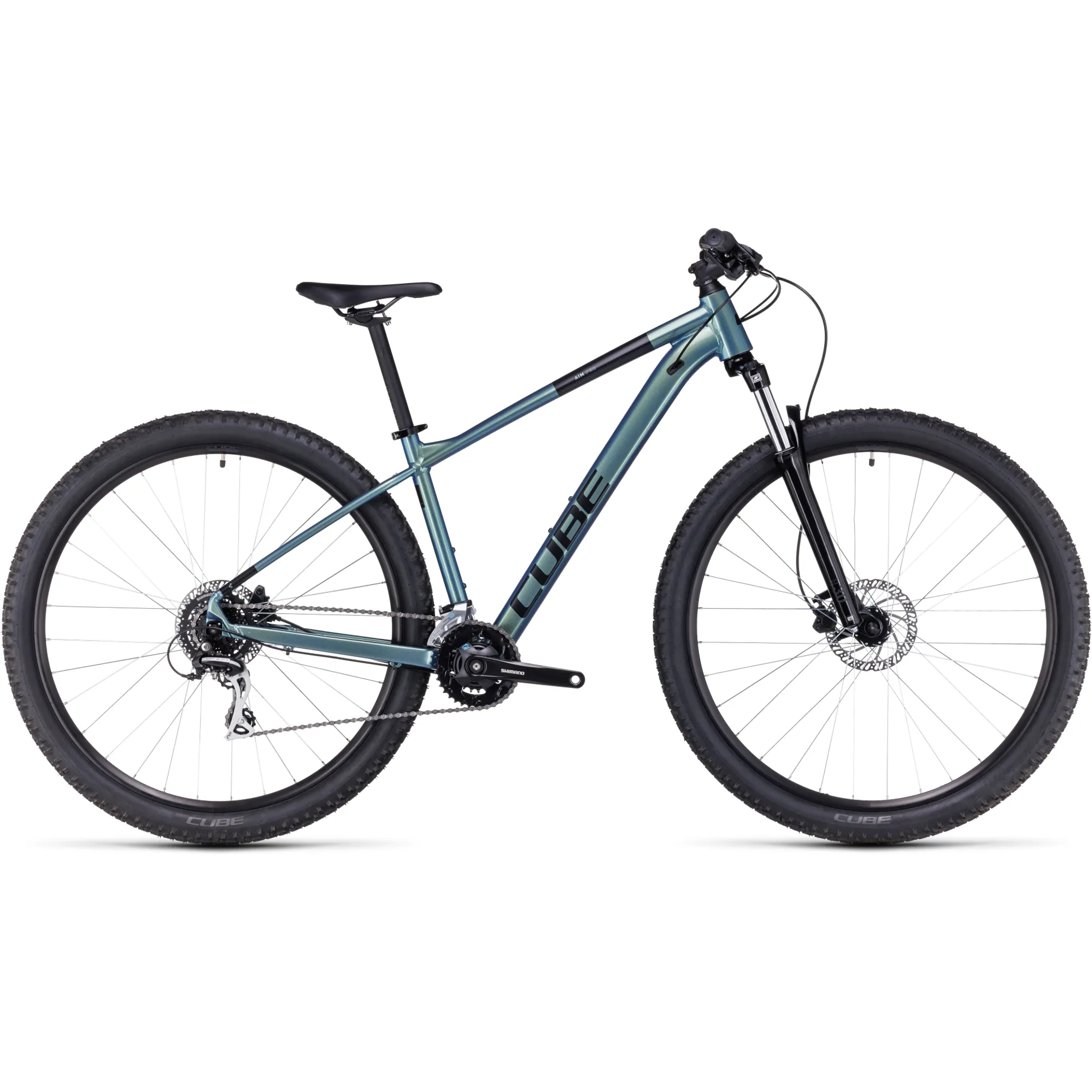 Cube Aim Pro Mountain Bike in Verde and Black